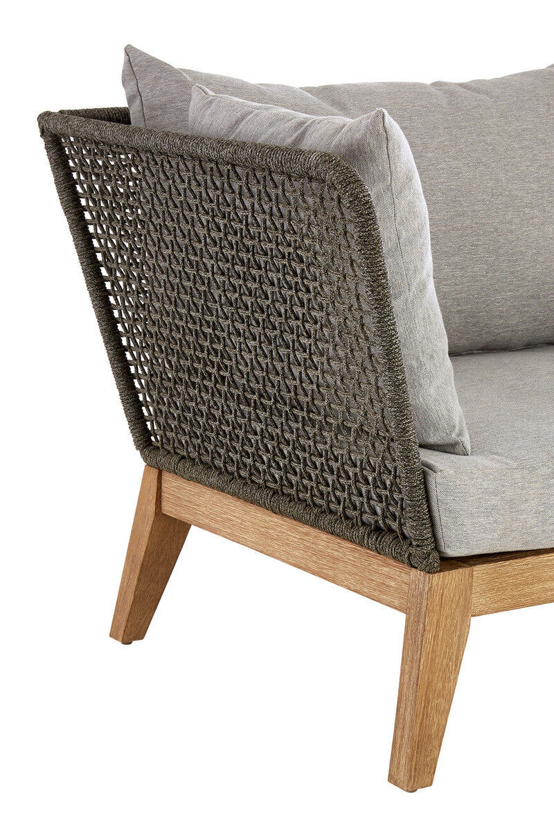 Orsina Opus 3 Seater Grey Sofa | Mid-Century Woven Rope Couch