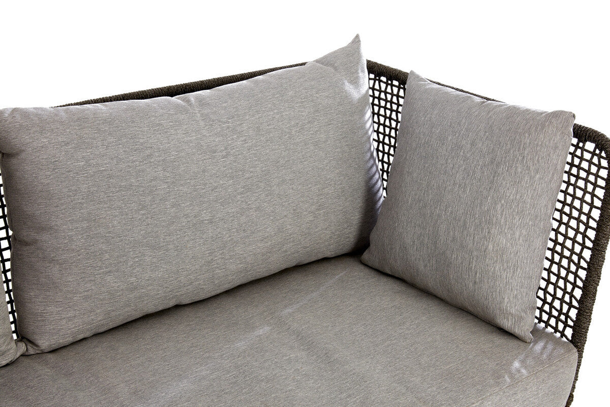 Orsina Opus 3 Seater Grey Sofa | Mid-Century Woven Rope Couch