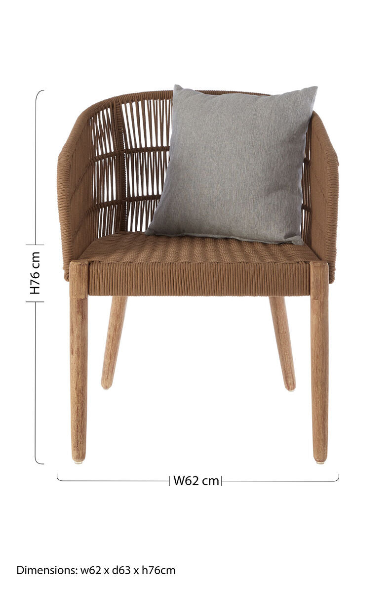 Orsina Opus Armchair – Woven Rope & Eucalyptus Wood Accent Chair
