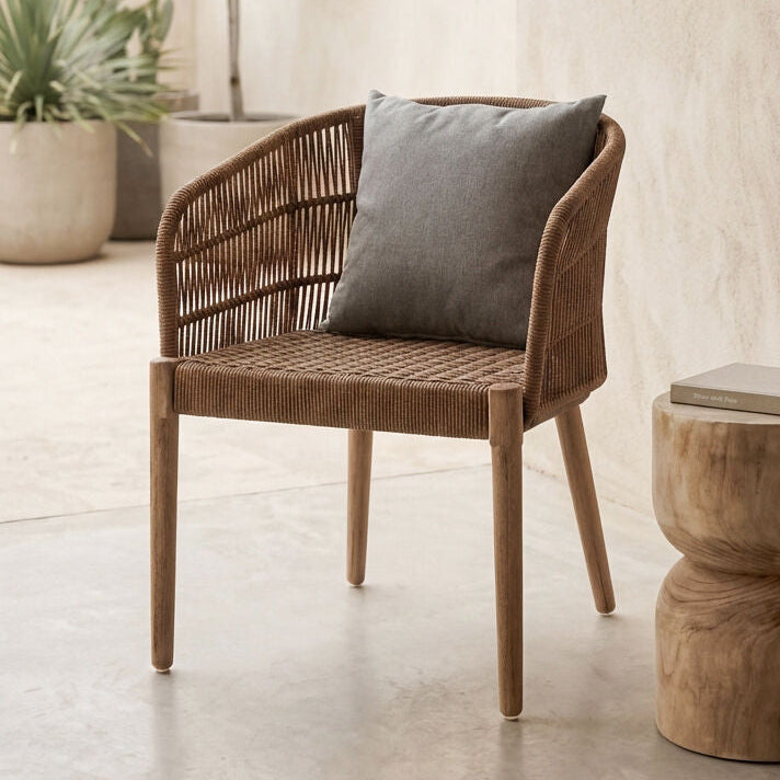 Orsina Opus Armchair – Woven Rope & Eucalyptus Wood Accent Chair