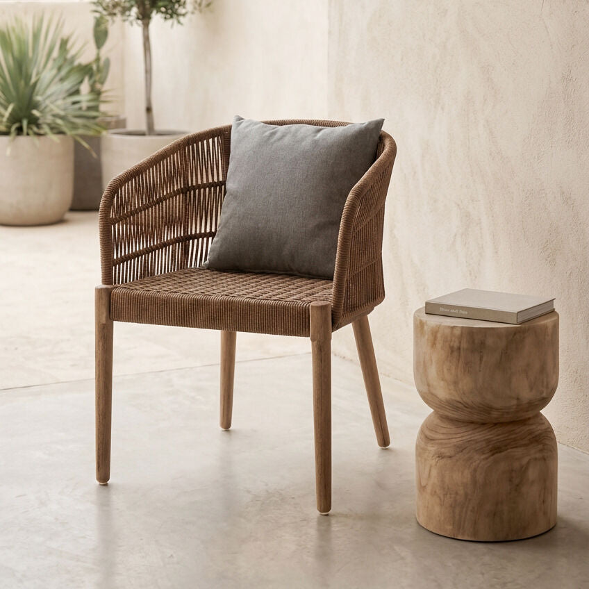 Orsina Opus Armchair – Woven Rope & Eucalyptus Wood Accent Chair