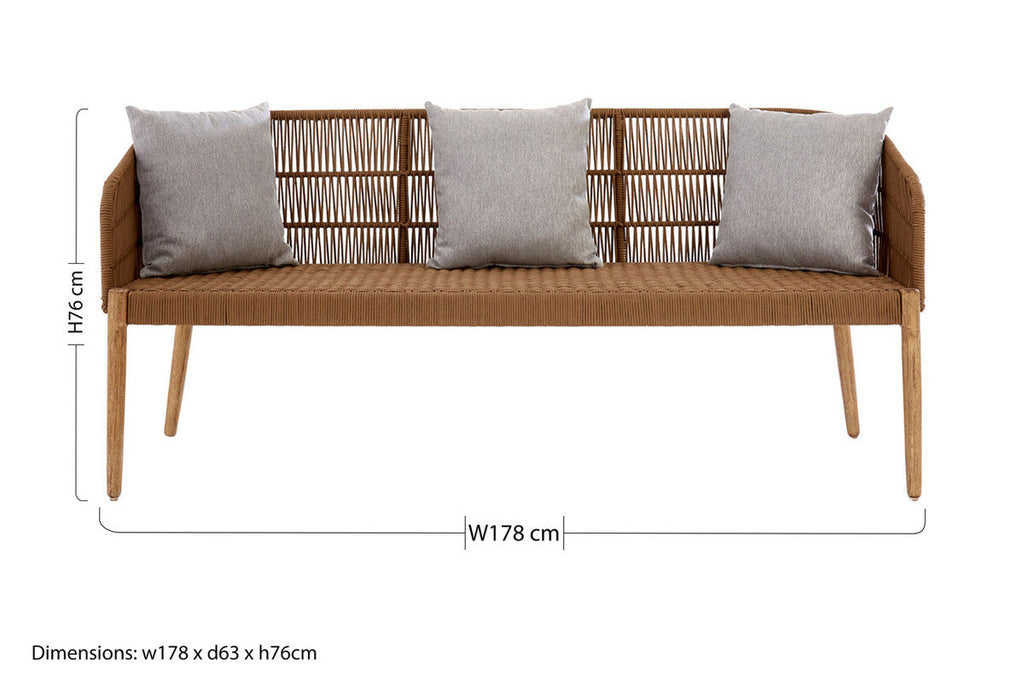 Orsina Opus 3 Seater Sofa – Eucalyptus Wood and Rope Scandinavian Design