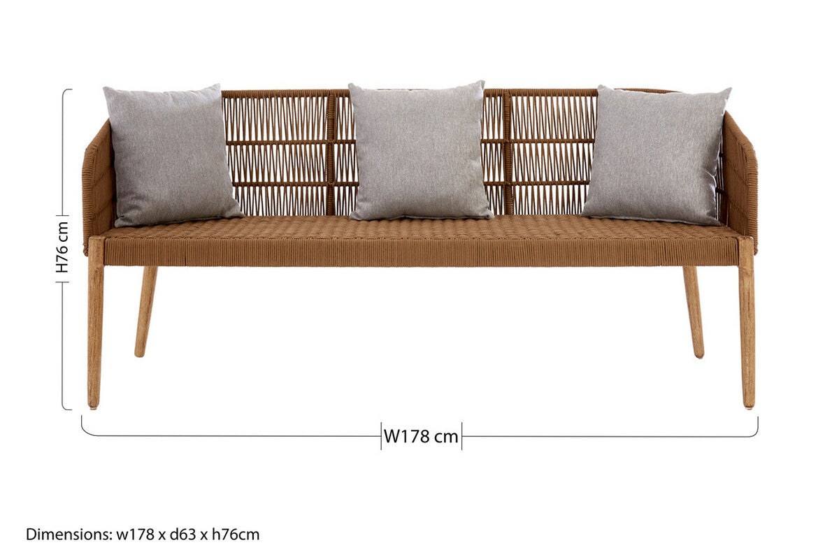 Orsina Opus 3 Seater Sofa – Eucalyptus Wood and Rope Scandinavian Design