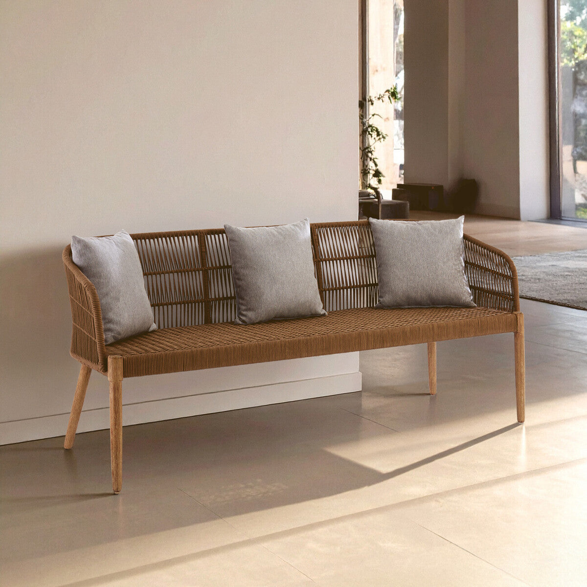 Orsina Opus 3 Seater Sofa – Eucalyptus Wood and Rope Scandinavian Design