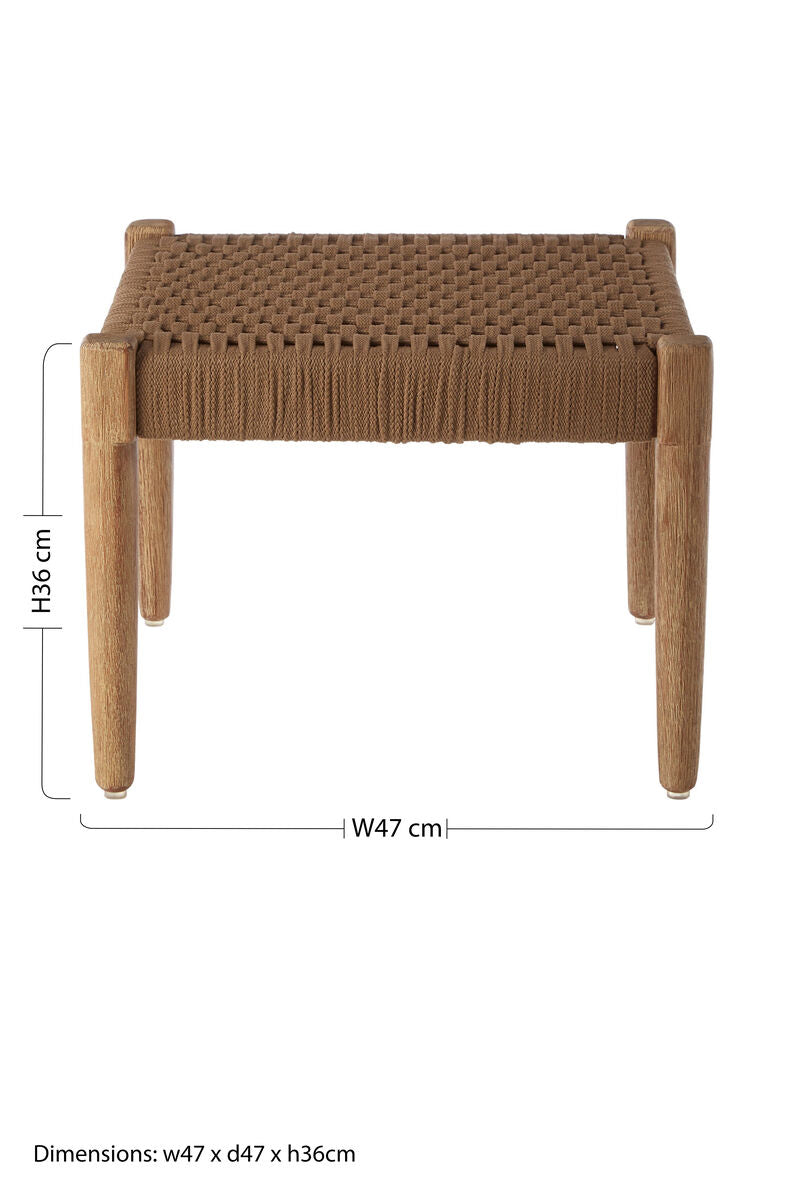 Orsina Opus Woven Rope Footstool – Eucalyptus Wood Scandi Ottoman