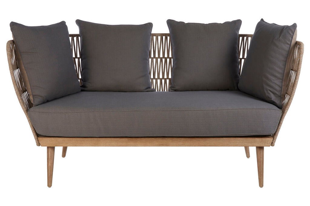 Orsina Opus 2 Seater Rope Sofa – Eucalyptus Wood & Grey Loveseat