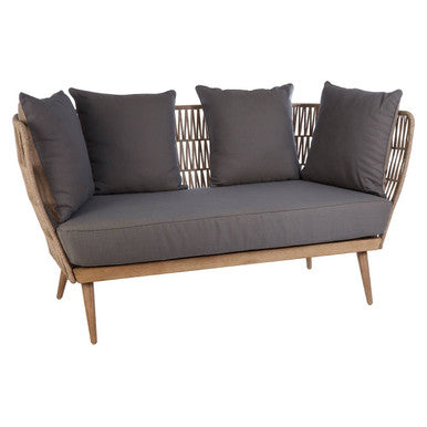 Orsina Opus 2 Seater Rope Sofa – Eucalyptus Wood & Grey Loveseat