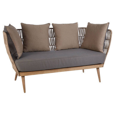 Orsina Opus 2 Seater Rope Sofa – Eucalyptus Wood & Grey Loveseat