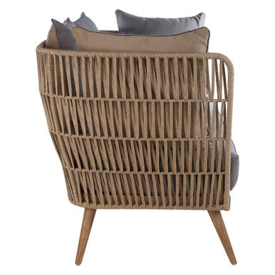 Orsina Opus 2 Seater Rope Sofa – Eucalyptus Wood & Grey Loveseat