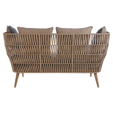 Orsina Opus 2 Seater Rope Sofa – Eucalyptus Wood & Grey Loveseat