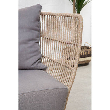Orsina Opus 2 Seater Rope Sofa – Eucalyptus Wood & Grey Loveseat