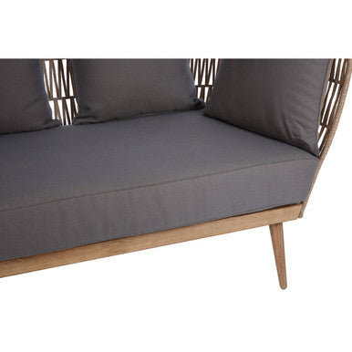 Orsina Opus 2 Seater Rope Sofa – Eucalyptus Wood & Grey Loveseat