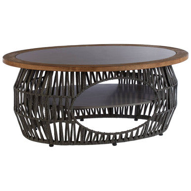 Opus Coffee Table by Orsina – Grey Stone and Wood with Storage Shelf