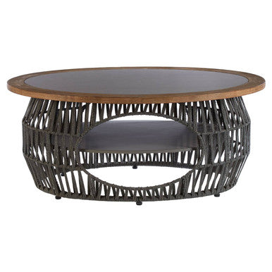 Opus Coffee Table by Orsina – Grey Stone and Wood with Storage Shelf