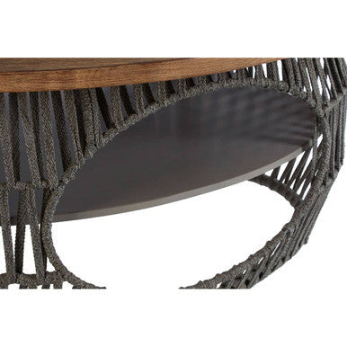 Opus Coffee Table by Orsina – Grey Stone and Wood with Storage Shelf