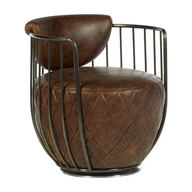 Orsina Hoxton Brown Leather Swivel Chair – Modern Accent Seating