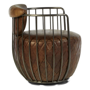 Orsina Hoxton Brown Leather Swivel Chair – Modern Accent Seating
