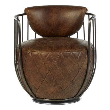 Orsina Hoxton Brown Leather Swivel Chair – Modern Accent Seating