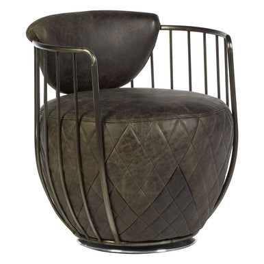 Orsina Hoxton Dark Grey Leather Swivel Chair | Modern Lounge Seating