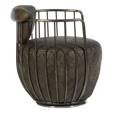 Orsina Hoxton Dark Grey Leather Swivel Chair | Modern Lounge Seating