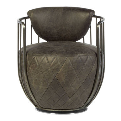 Orsina Hoxton Dark Grey Leather Swivel Chair | Modern Lounge Seating