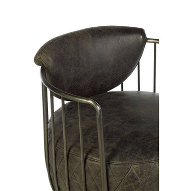 Orsina Hoxton Dark Grey Leather Swivel Chair | Modern Lounge Seating