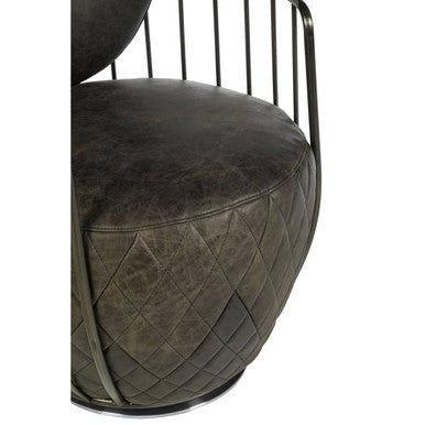 Orsina Hoxton Dark Grey Leather Swivel Chair | Modern Lounge Seating