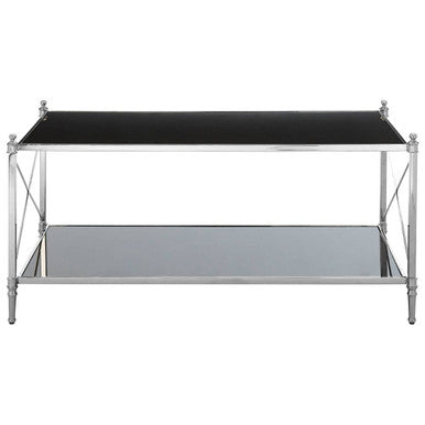 Orsina Hoffmann Black Mirrored Glass and Nickel 2-Tier Coffee Table