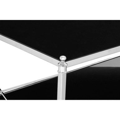 Orsina Hoffmann Black Mirrored Glass and Nickel 2-Tier Coffee Table