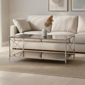 Orsina Hoffmann Black Mirrored Glass and Nickel 2-Tier Coffee Table