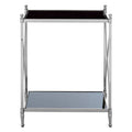 Orsina Hoffmann Black Mirrored Glass 2-Tier Side Table | Silver Metal