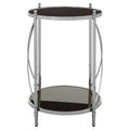 Orsina Hoffmann 2-Tier Round Side Table | Black Mirrored Glass & Silver