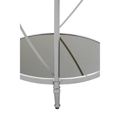 Orsina Hoffmann 2-Tier Round Side Table | Black Mirrored Glass & Silver