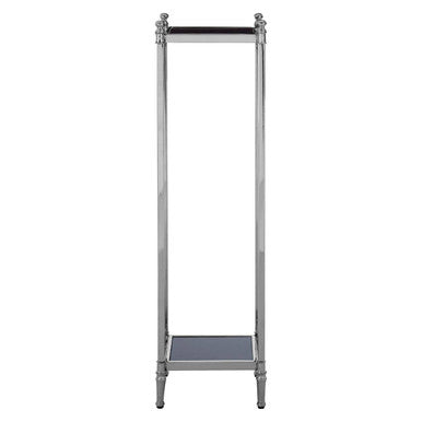 Orsina Hoffmann 2-Tier Plant Stand – Black Mirrored Glass & Silver Metal