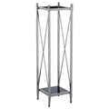 Orsina Hoffmann 2-Tier Plant Stand – Black Mirrored Glass & Silver Metal