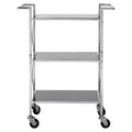 Orsina Hoffmann 3-Tier Bar Cart – Black Mirrored Glass & Silver