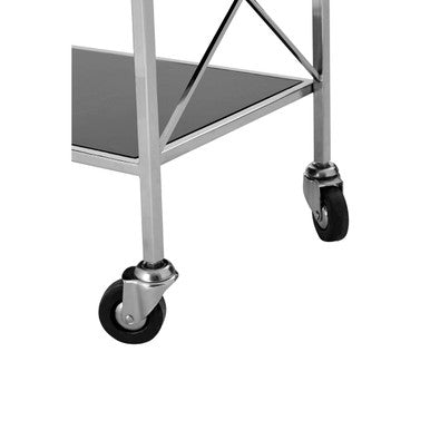 Orsina Hoffmann 3-Tier Bar Cart – Black Mirrored Glass & Silver