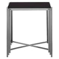 Orsina Clarice Art Deco Side Table | Black Granite & Silver Finish