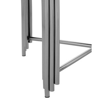 Orsina Clarice Art Deco Side Table | Black Granite & Silver Finish