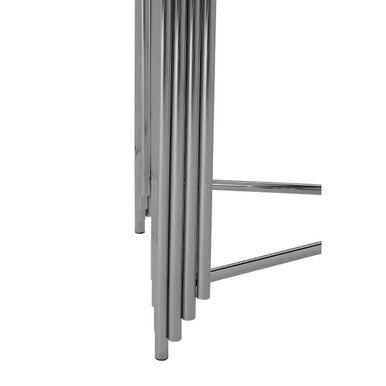 Orsina Clarice Art Deco Console Table | Black Granite & Silver