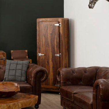 Orsina Marwar Tall Cabinet – Slim Natural Brown Wood Storage Unit