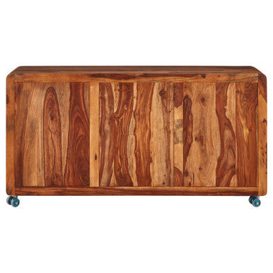 Orsina Marwar Sheesham Wood Sideboard | Mobile 3-Door Storage Cabinet
