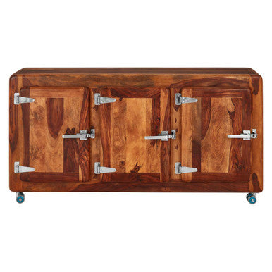 Orsina Marwar Sheesham Wood Sideboard | Mobile 3-Door Storage Cabinet