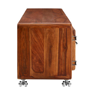 Orsina Marwar Wood Low Sideboard – Brown 3-Cupboard Storage Unit