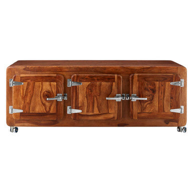 Orsina Marwar Wood Low Sideboard – Brown 3-Cupboard Storage Unit