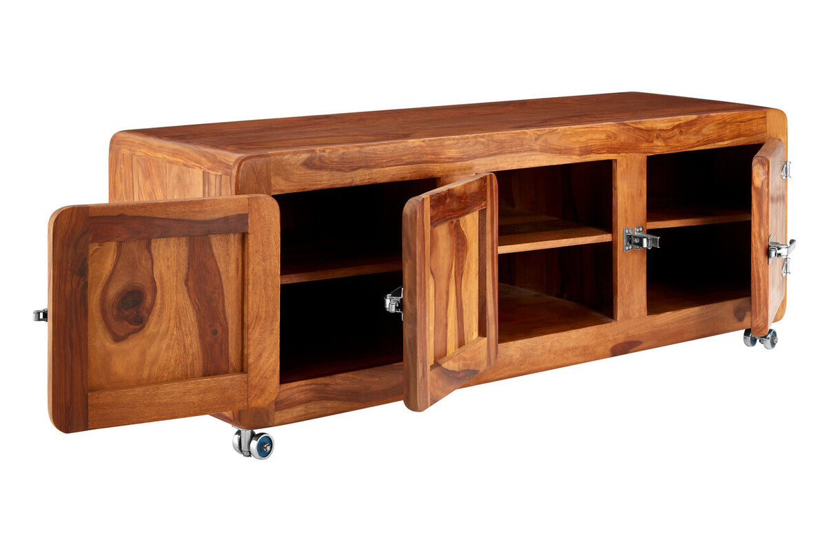 Orsina Marwar Wood Low Sideboard – Brown 3-Cupboard Storage Unit