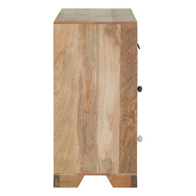 Orsina Marwar Tall Sideboard – Wood Storage Cabinet with Cowhide