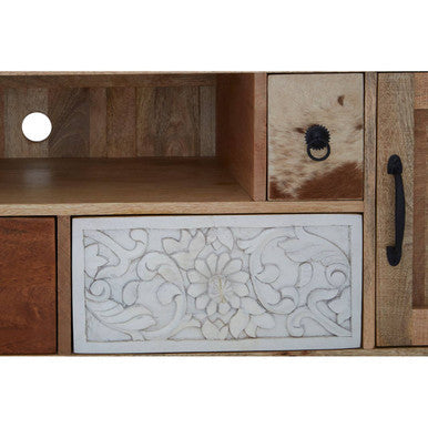 Orsina Marwar Mango Wood Media Unit – 4-Drawer Carved TV Console
