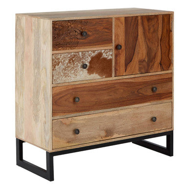 Orsina Marwar Mango Wood Sideboard – Rustic 4-Drawer Storage Cabinet