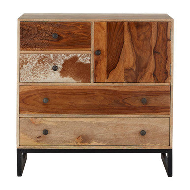 Orsina Marwar Mango Wood Sideboard – Rustic 4-Drawer Storage Cabinet